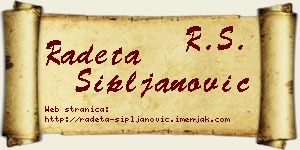 Radeta Sipljanović vizit kartica